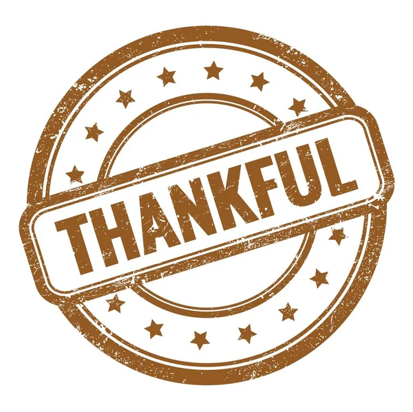 Thankful Text Brown Grungy Vintage Rubber Stamp — Stock Photo, Image