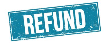 Mavi grungy dikdörtgen damga işareti üzerinde REFUND metin.