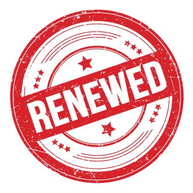 Kırmızı yuvarlak grungy desen damgası üzerine yeniden yazılmış metin.