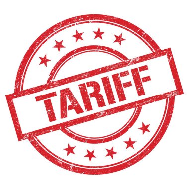 TARIFF yazı kırmızı yuvarlak vintage kauçuk damga üzerine yazılmış.