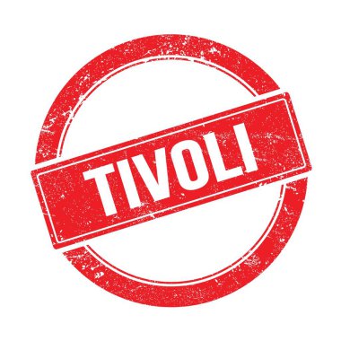 Kırmızı grungy yuvarlak vintage damga üzerinde TIVOLI metin.