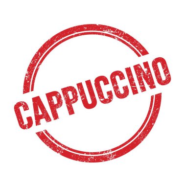 Kırmızı grungy vintage yuvarlak pul üzerine yazılmış CAPPUCCINO metni.