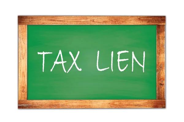 Tax Lien Tekst Geschreven Groen Houten Schoolbord — Stockfoto