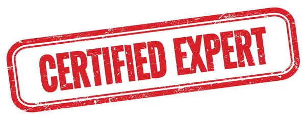 Certificerad Expert Text Röd Grungy Rektangel Stämpel — Stockfoto