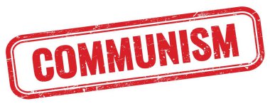 Kırmızı grungy dikdörtgen damgalı COMUNISM metni.