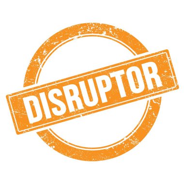 Turuncu grungy yuvarlak vintage pullu DisruptOR metin.