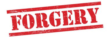 Kırmızı grungy vintage kauçuk damga üzerine ForGERY metin.