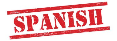 Kırmızı grungy vintage kauçuk damga üzerine SPANISH metin.