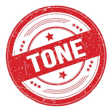 Kırmızı yuvarlak grungy doku damgası üzerine Tone metni.
