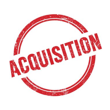 Kırmızı grungy vintage yuvarlak pul üzerine yazılmış ACQUISION metin.