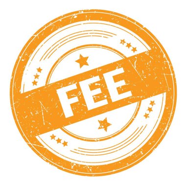 Turuncu yuvarlak grungy doku damgası üzerine ücret metni.