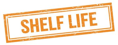 SHELF HAYAT metni turuncu grungy vintage dikdörtgen damgası üzerine.