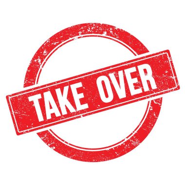 Kırmızı grungy yuvarlak vintage damgalı metni devral.