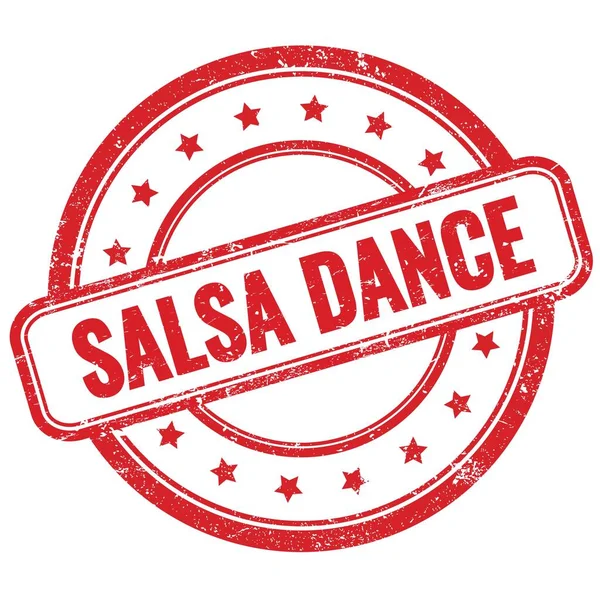 Salsa Dance Tekst Czerwonym Vintage Grungy Okrągłe Stempel Gumowy — Zdjęcie stockowe