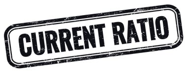 Siyah grungy vintage dikdörtgen damgası üzerine CURRENT RATIO metni.