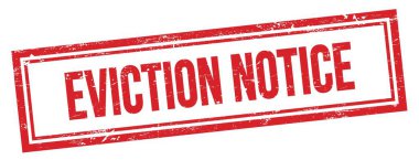 Kırmızı grungy vintage dikdörtgen damgalı EVICTION Bildirisi metni.
