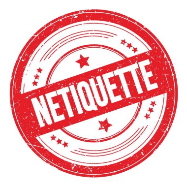 Kırmızı yuvarlak grungy desen damgası üzerine NETIQUETTE metin.
