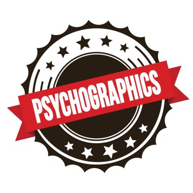 Kırmızı kahverengi kurdele damgalı PSYCHOGRAPHICS metni.