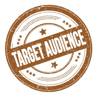 Kahverengi yuvarlak grungy desen damgalı TARGet AUDENCE metni.