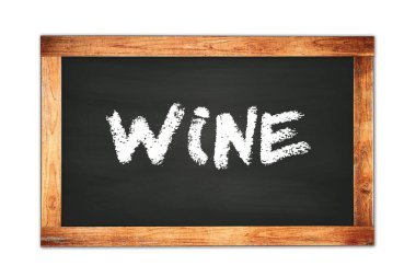 Siyah ahşap çerçeve okul tahtasına yazılmış şarap metni.