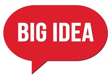 Kırmızı bir konuşma kabarcığı damgası ile yazılmış büyük bir fikir metni