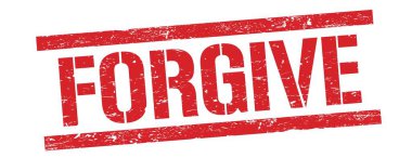 Kırmızı grungy dikdörtgen damga işareti üzerindeki affedici metin.