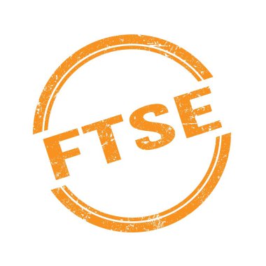 Turuncu grungy vintage yuvarlak damgalı FTSE metni.