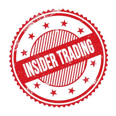 INSIDER TRADING kırmızı grungy zig zag kenarları yuvarlak mühür üzerine yazılmış metin.