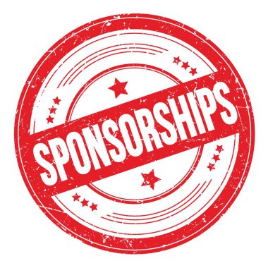 SPONSORSHIPS kırmızı yuvarlak dokuma damgası üzerine metin.