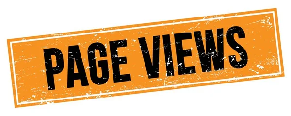 Page Views Tekst Czarny Pomarańczowy Grungy Prostokąt Znak Znaczka — Zdjęcie stockowe