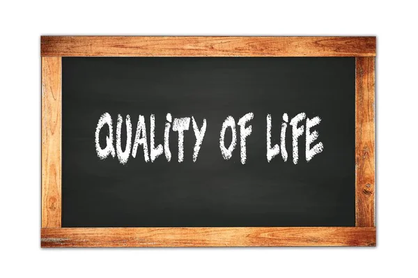 Quality Life Text Written Black Wooden Frame School Blackboard — Fotografia de Stock