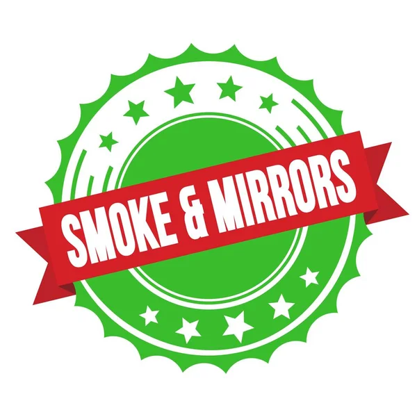 Smoke Mirrors Tekst Znaczku Czerwoną Zieloną Wstążką — Zdjęcie stockowe