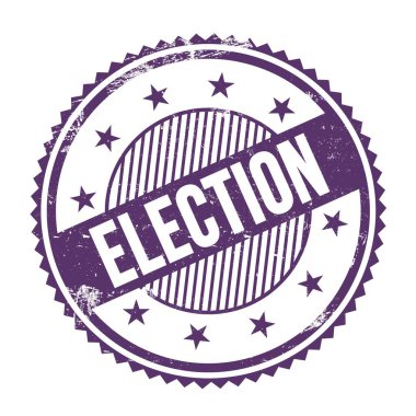 ELEKSİM metin mor indigo grungy zig zag kenarları yuvarlak mühür üzerine yazılmış.