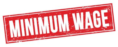 Kırmızı grungy dikdörtgen damga işareti üzerinde MINIMUM WAGE metin.