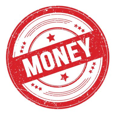 Kırmızı yuvarlak kirli desen damgası üzerine para metni.