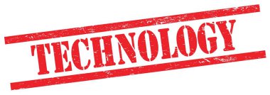 Kırmızı grungy dikdörtgen vintage damga üzerinde TECHNOLOGY metin.