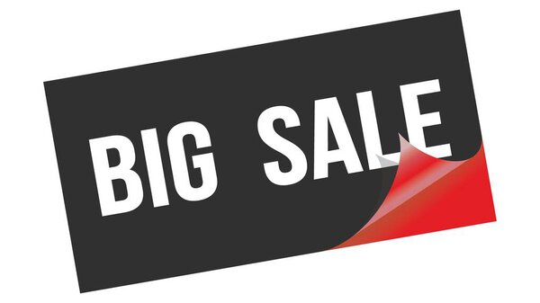 BIG SALE текст написан на черно-красной штемпельной марке.