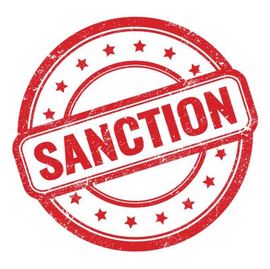 Kırmızı grungy vintage yuvarlak kauçuk damgalı SANCTION metin.