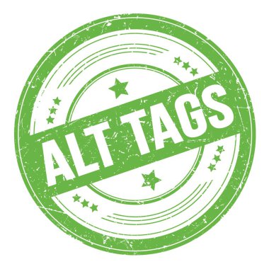 Yeşil yuvarlak grungy desen damgası üzerinde ALT TAGS metni.