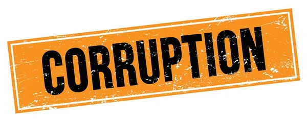 Corruption Text Black Orange Grungy Rectangle Stamp Sign — Stock fotografie