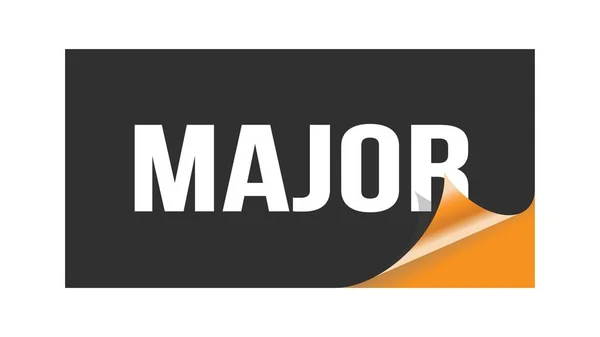 Major Tekst Geschreven Zwart Oranje Sticker Stempel — Stockfoto