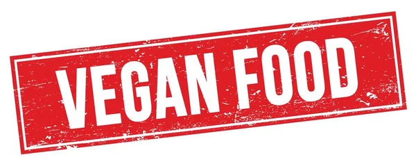 Vegan Food Text Auf Rotem Grungy Rechteck Stempelschild — Stockfoto