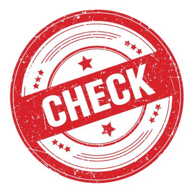 Kırmızı yuvarlak grungy desen damgası üzerinde CHECK metni.