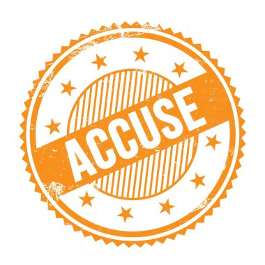 Turuncu grungy zig zag kenarlarında yazılmış ACCUSE metin yuvarlak pul.