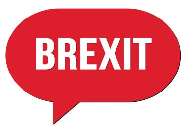 Kırmızı bir konuşma kabarcığı puluyla yazılmış BREXIT metni