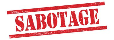 Kırmızı grungy vintage kauçuk damga üzerine SABOTAGE metin.