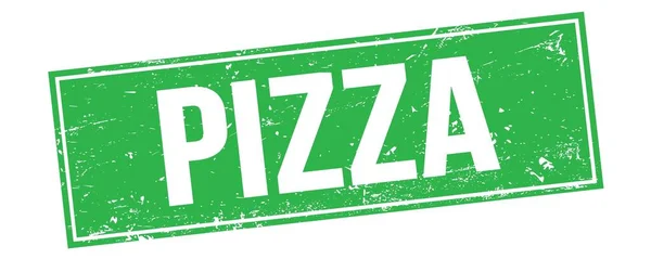 Pizza Text Green Grungy Rectangle Stamp Sign — Stock Photo, Image