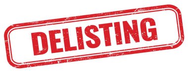 Kırmızı grungy dikdörtgen damgası üzerinde DELISTING metin.