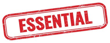 Kırmızı grungy dikdörtgen damgalı ESSENTIAL metin.