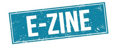Mavi grungy dikdörtgen damga işareti üzerinde E-ZINE metin.